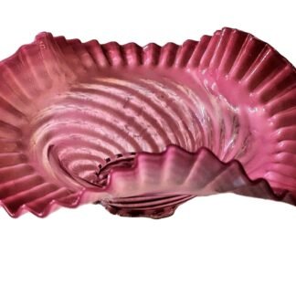Fenton Cranberry Optic Swirl Bowl