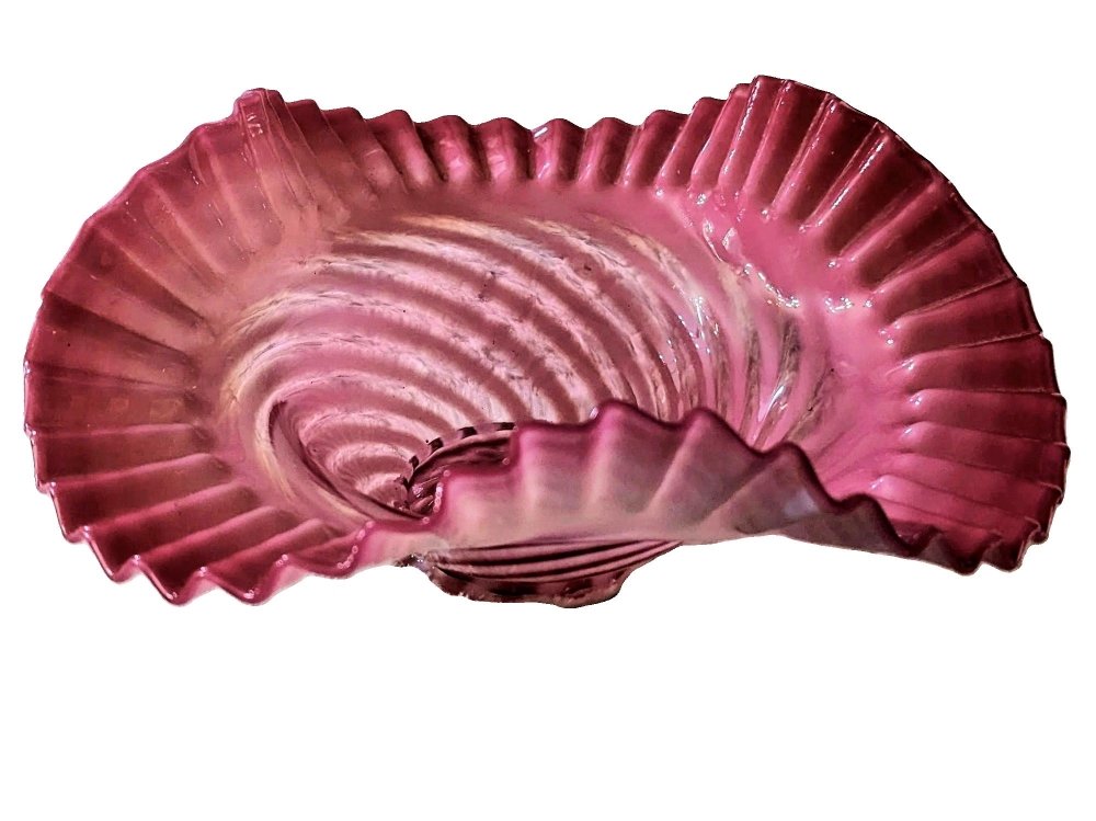 Fenton Cranberry Optic Swirl Bowl