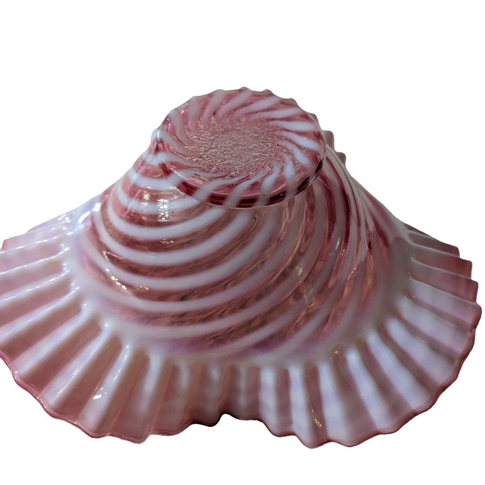 Fenton Cranberry Optic Swirl Bowl