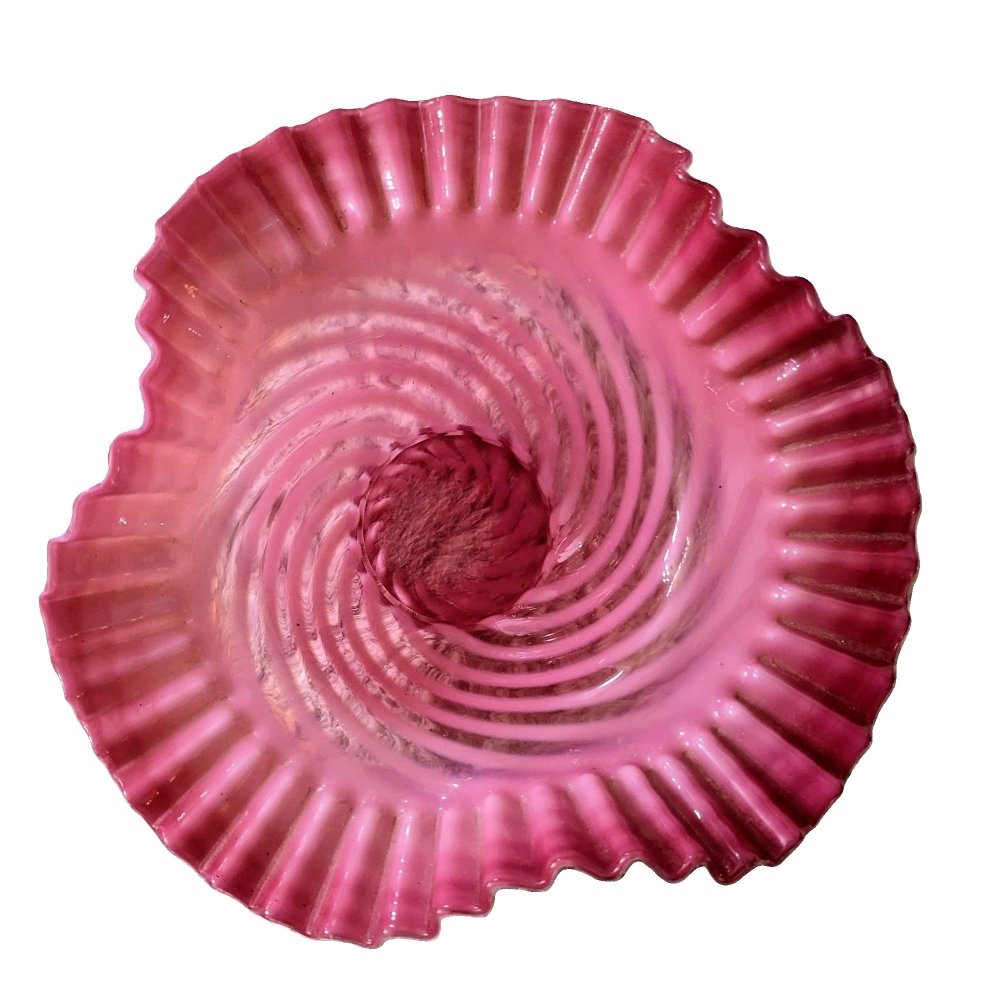 Fenton Cranberry Optic Swirl Bowl