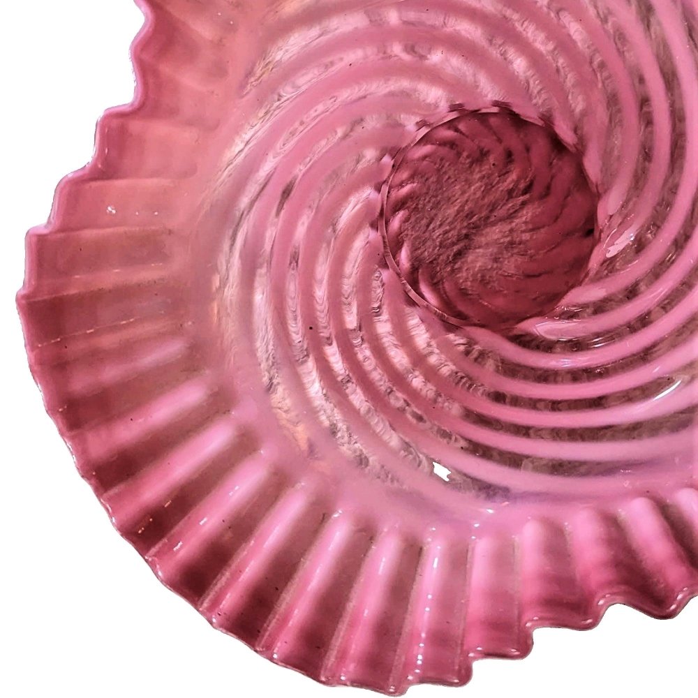 Fenton Cranberry Optic Swirl Bowl