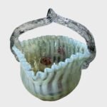 Bohemian Art Glass Vaseline Swirl Basket