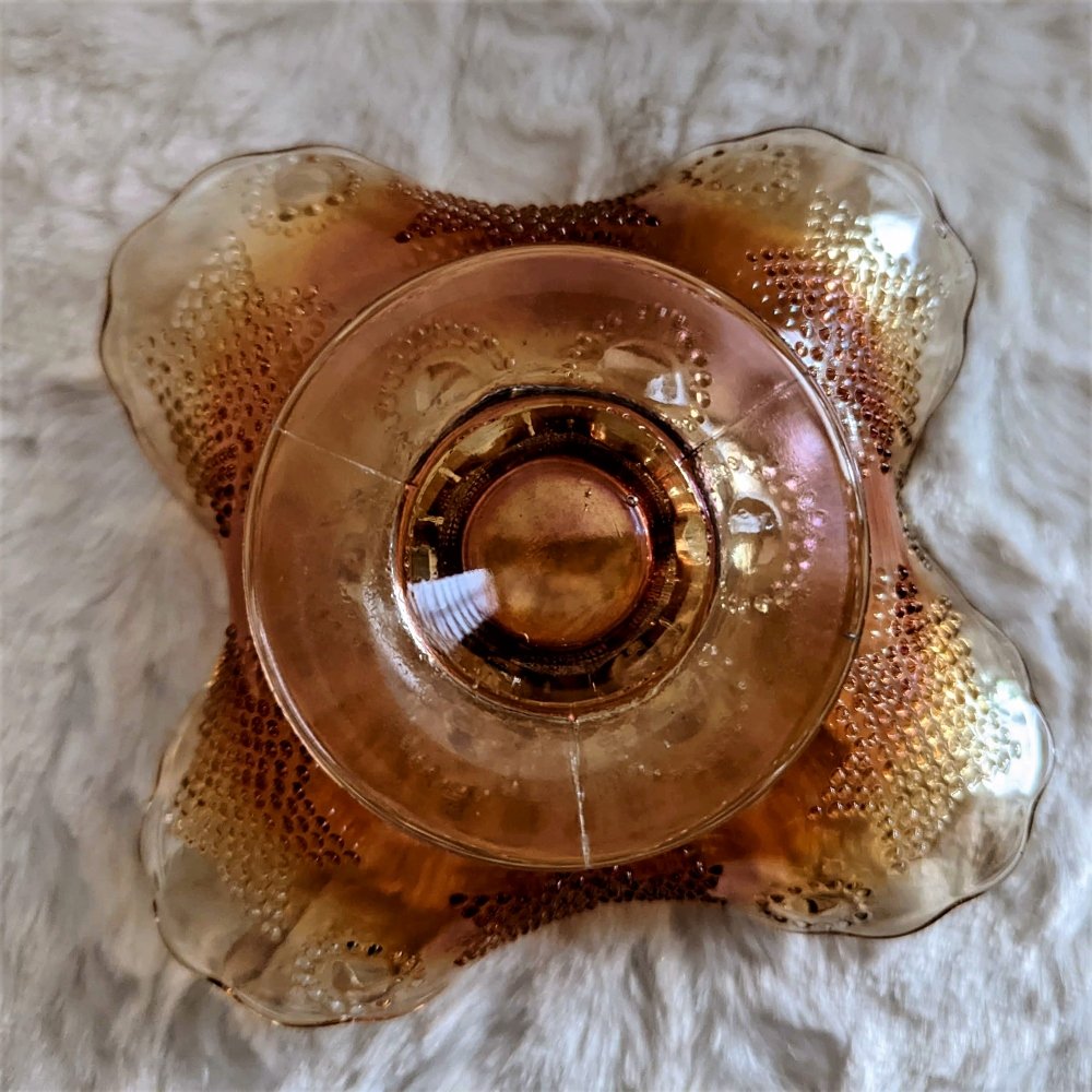 Fenton Marigold Beaded Stars Carnival Glass Bowl