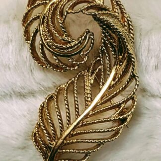 Lisner Leaf Scroll Brooch - back