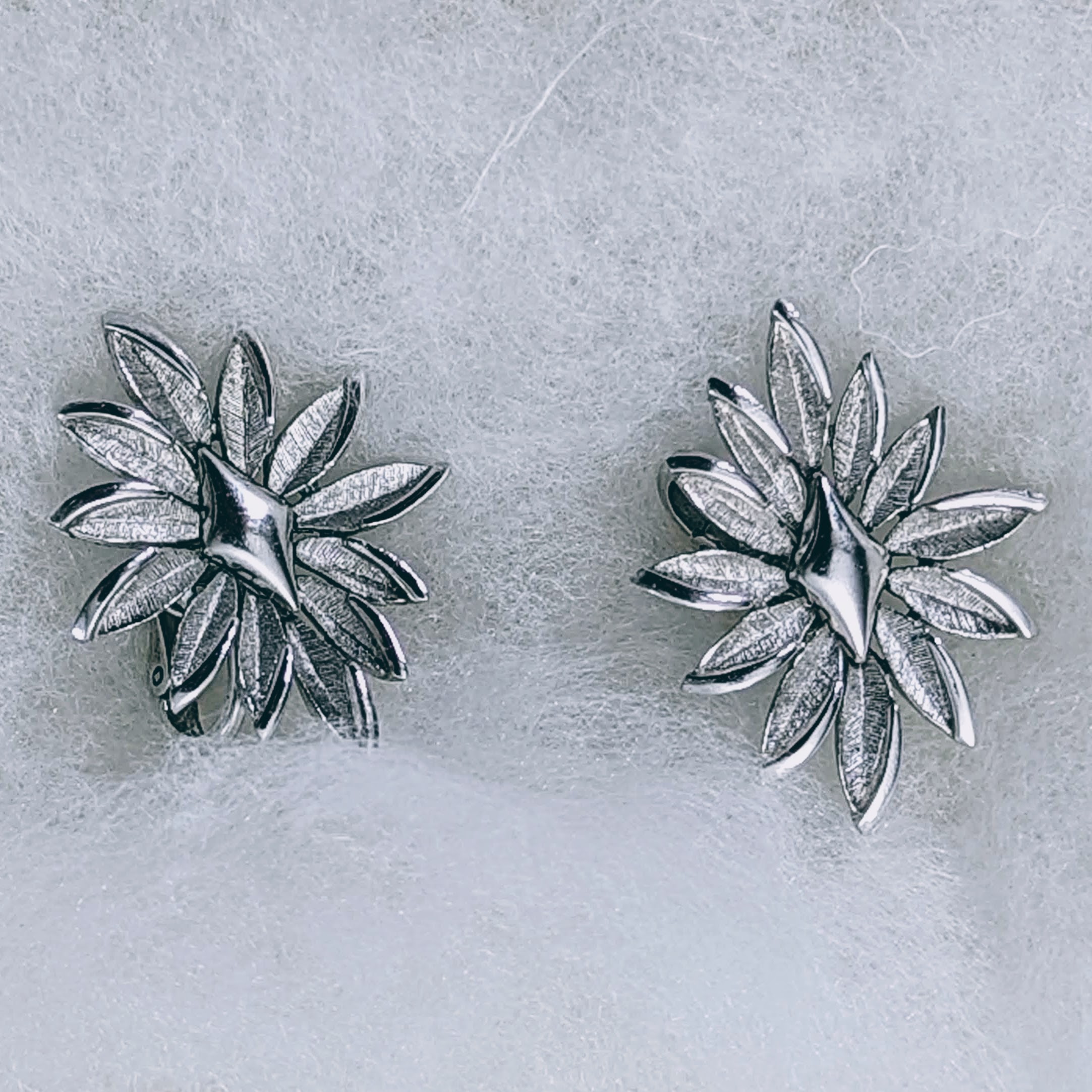 Trifari Silver Tone Starburst Earrings