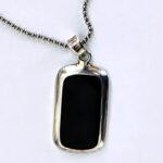 1980s Rectangular Black Onyx Necklace
