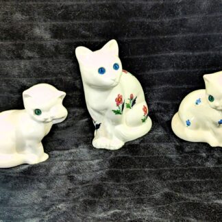 Three Alcobaca Pottery Cat Figurines