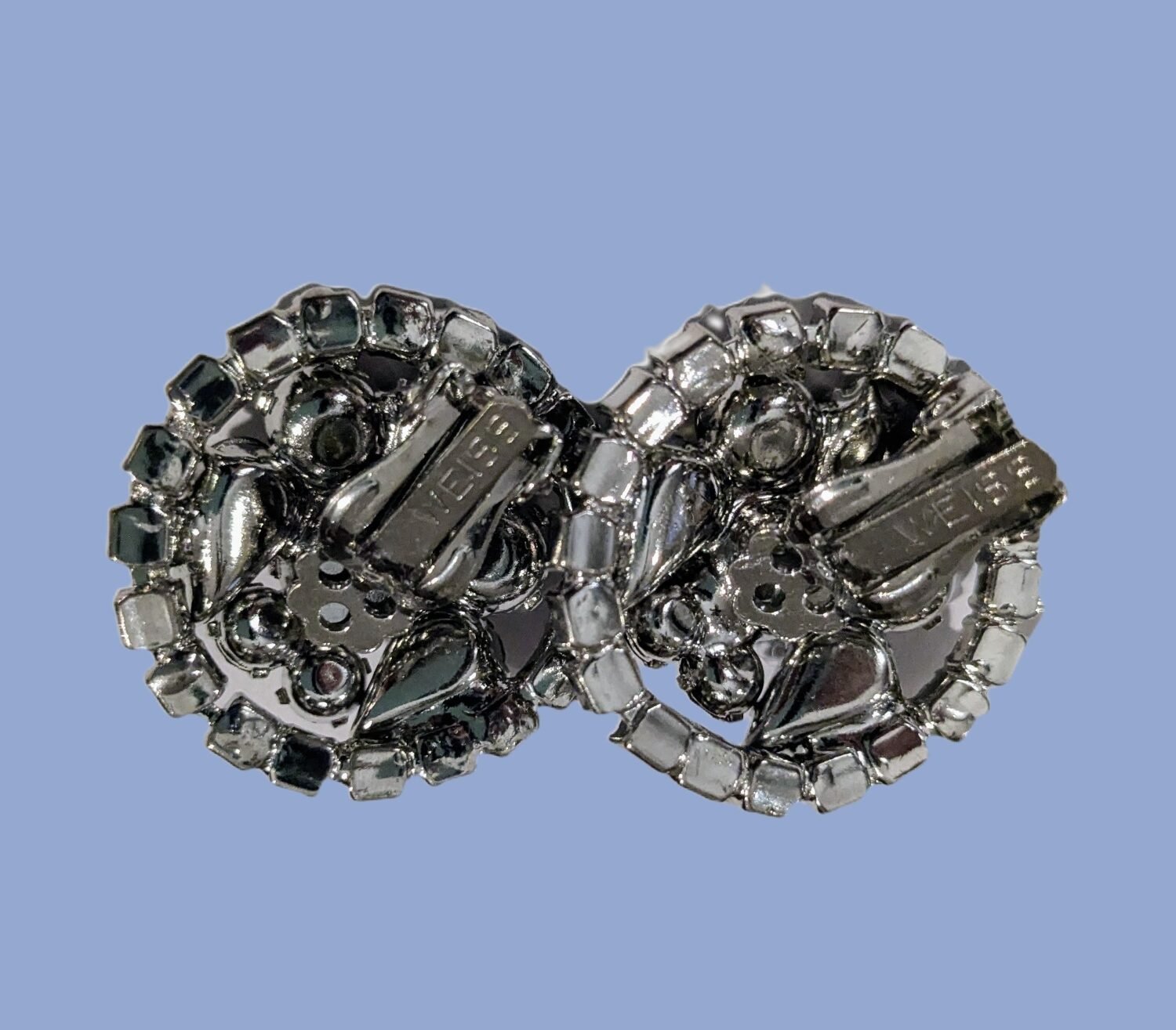 Weiss Clear Round Rhinestone Earrings