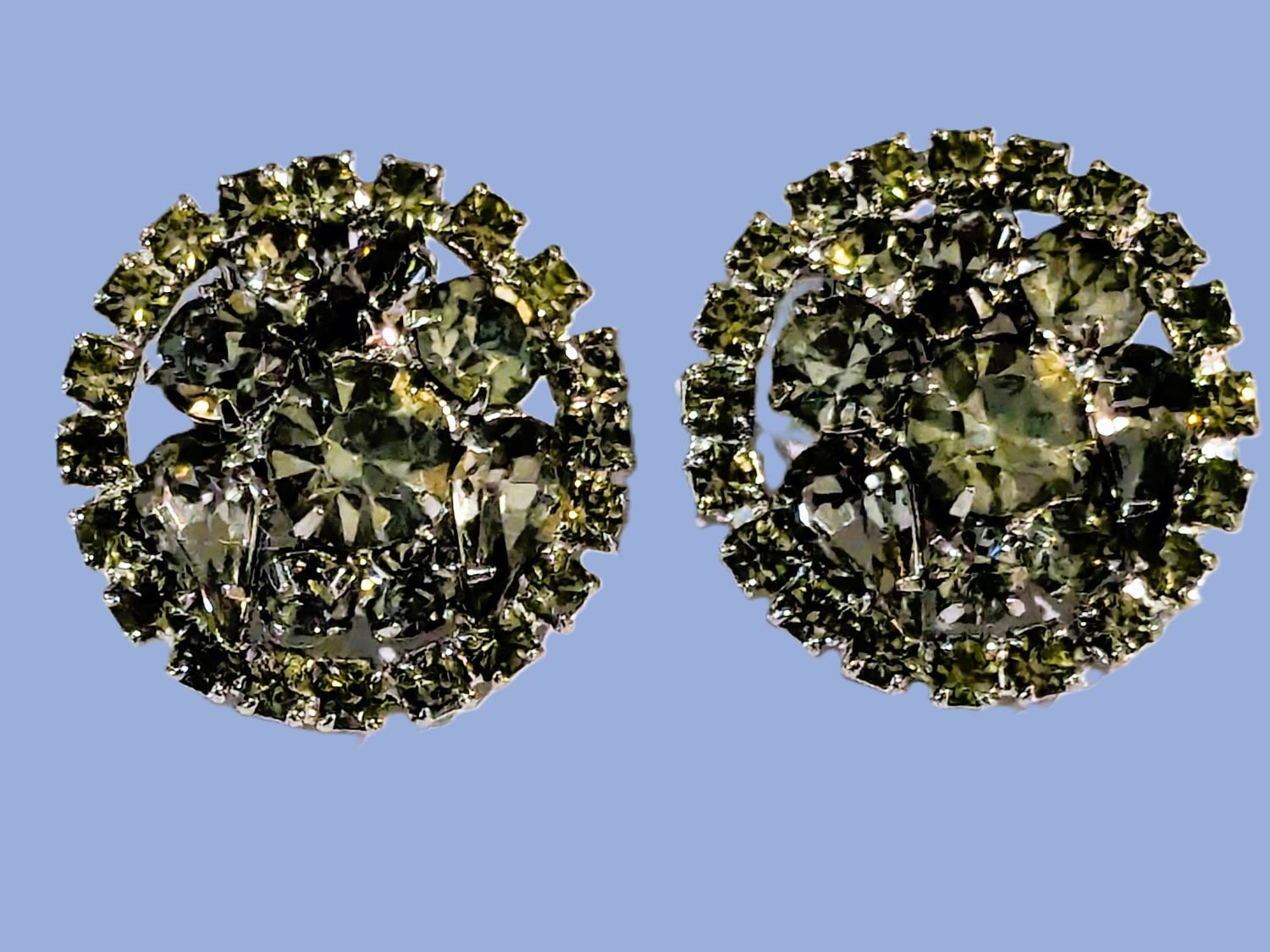 Weiss Clear Round Rhinestone Earrings