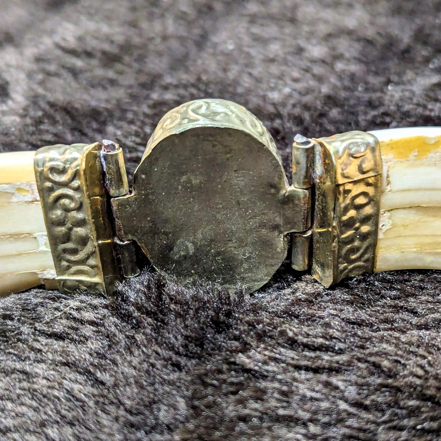 Tibetan Bone and Jasper Hinged Bracelet