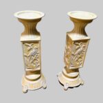 Two Yellow Bird Column Candlesticks