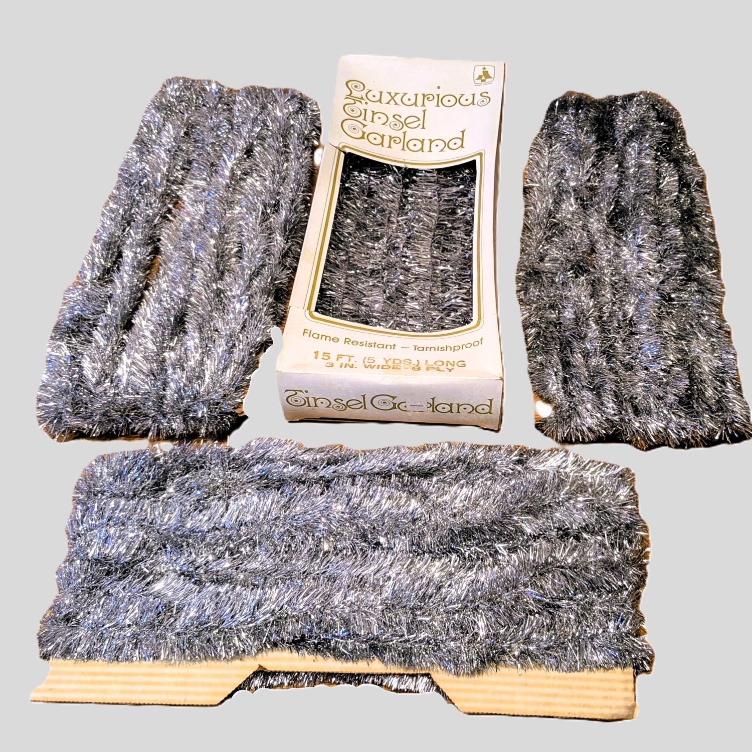 Four Vintage Strands of Silver Tinsel Group