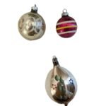 3 – Vintage Mid-Century Glass Christmas Ornaments - gold