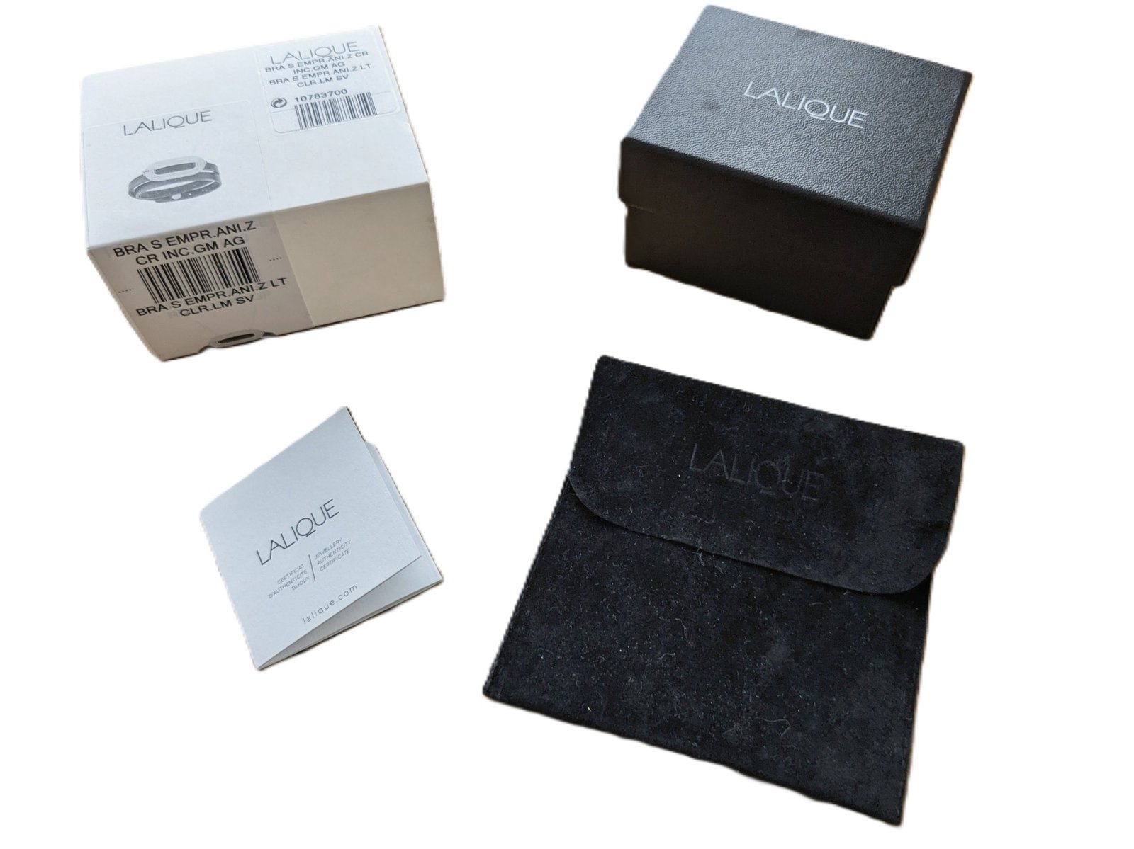 Sold - Lalique Crystal Leather Bracelet Clear Frosted Buckle Signed w/ Box - Image 2