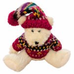 Cream Boyds Archive Collection bear in patterned sweater and pom-pom hat